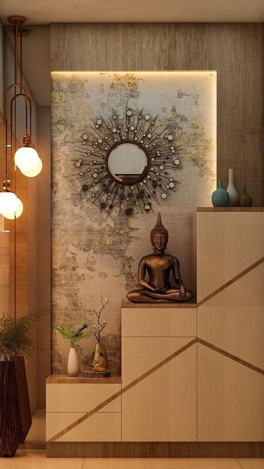 Modern Eclectic Foyer with Buddha Accent